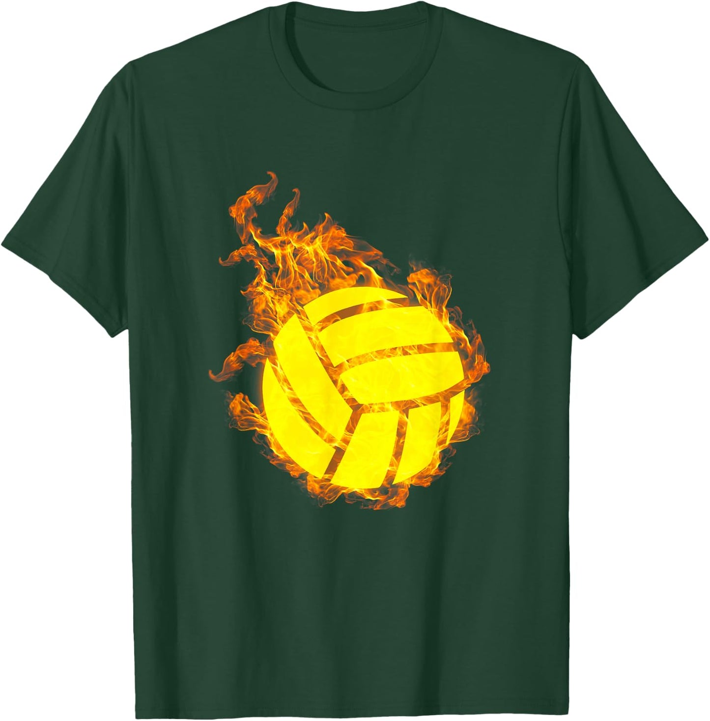 Fire Volleyball Ball Flames Volleyball Player T-Shirt - T-Shirt | Forest