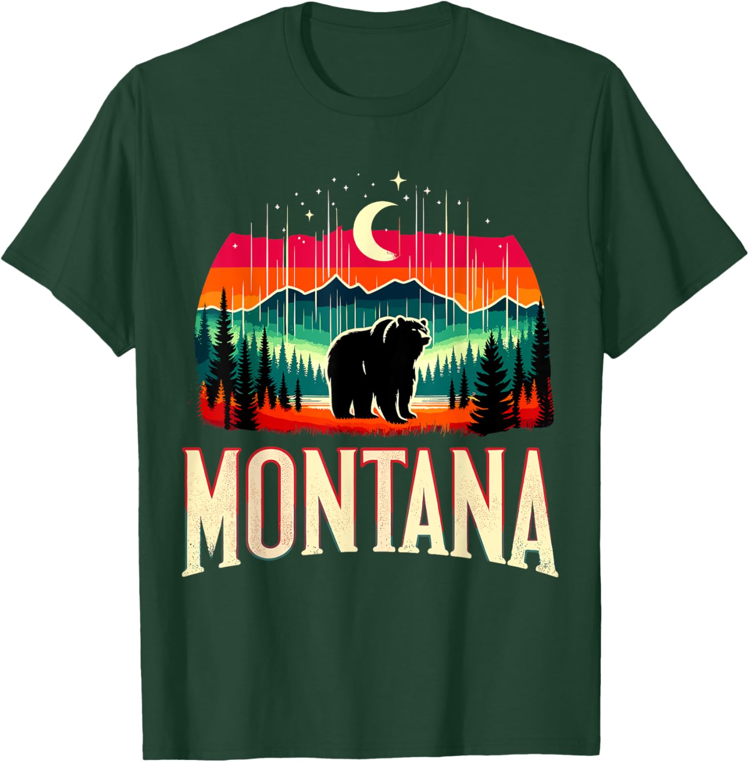 Montana Grizzly Bear Mountain T-Shirt - T-Shirt | Forest