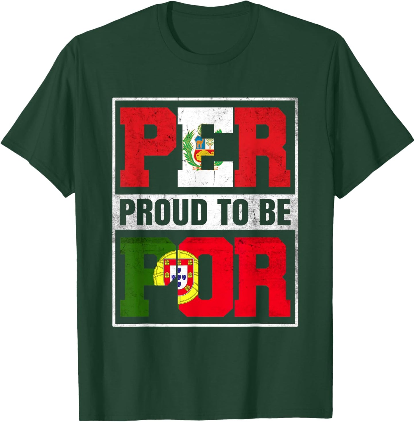 Proud Peruvian Portuguese Mix Peru and Portugal Heritage T-Shirt - T-Shirt | Forest