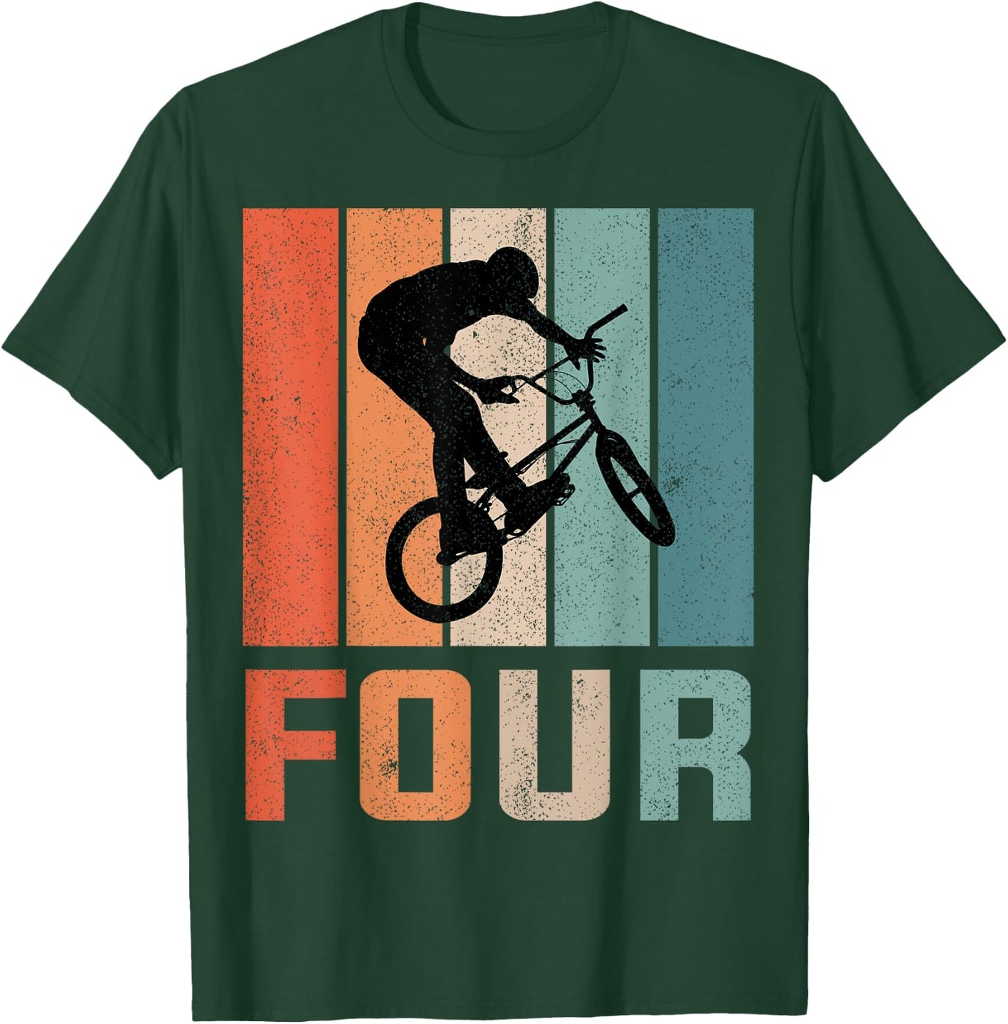 4th Birthday Retro BMX Bicycle Bike Boys Kids 4 Years Old T-Shirt - T-Shirt | Forest