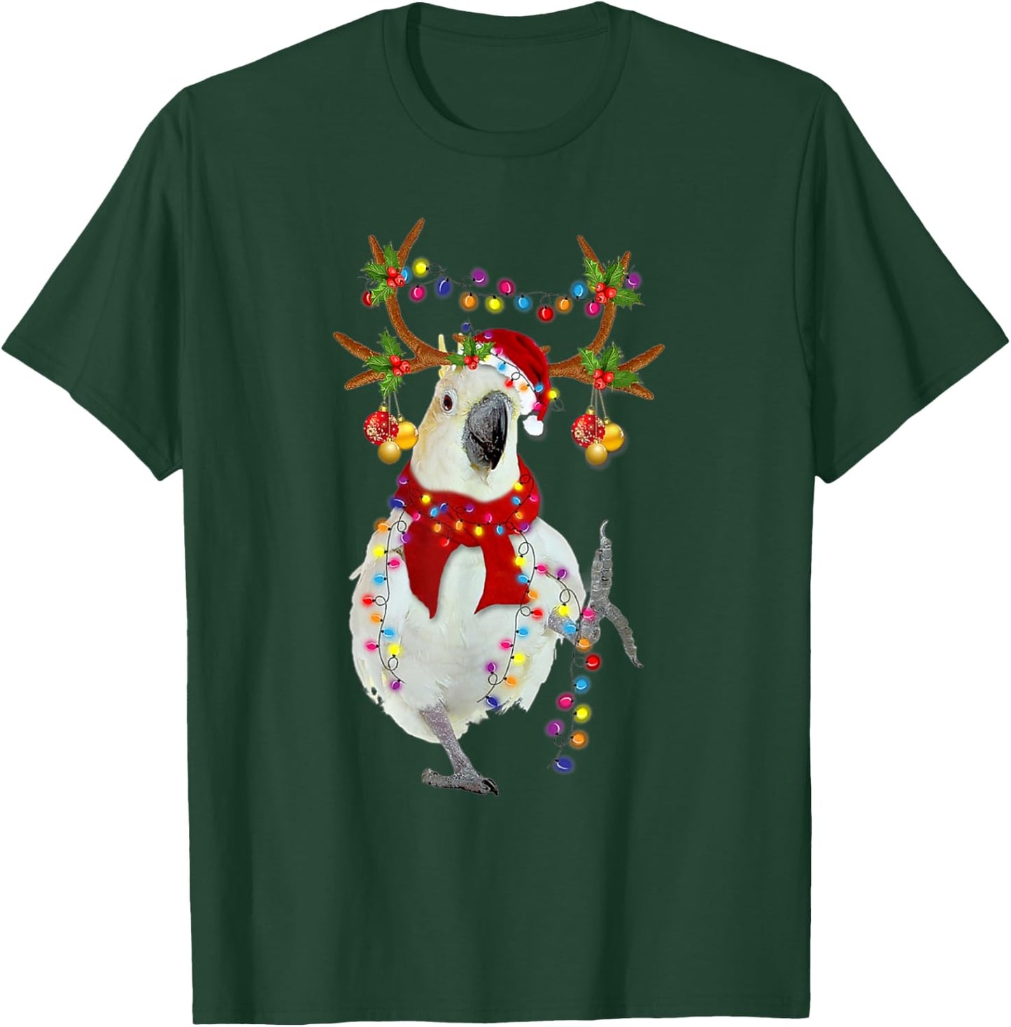 Cockatoo Gorgeous Reindeer Christmas Tree Light Xmas T-Shirt - T-Shirt | Forest