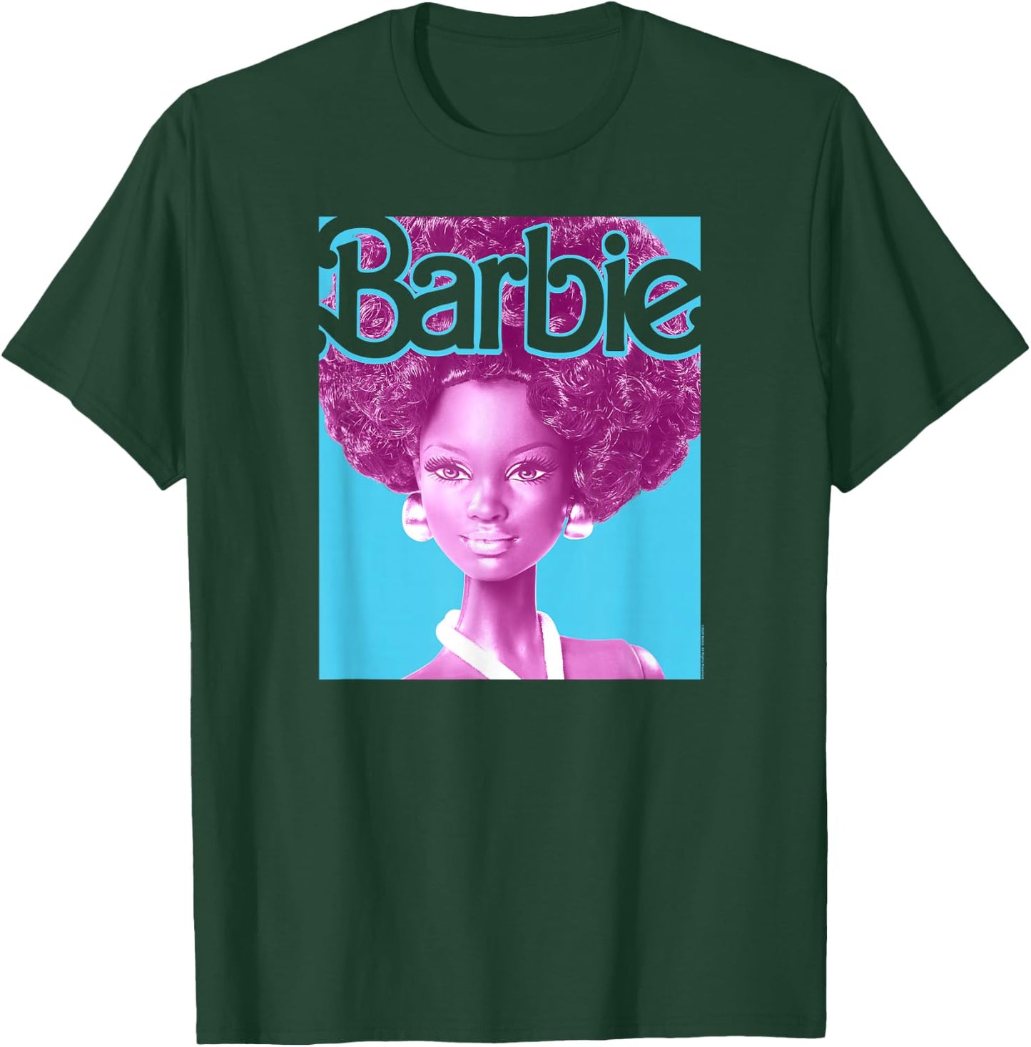 Barbie Afro Doll Classic Fit : Adult Round Neck, Black, Short Sleeve, Cotton-Polyester T-Shirt - T-Shirt | Forest
