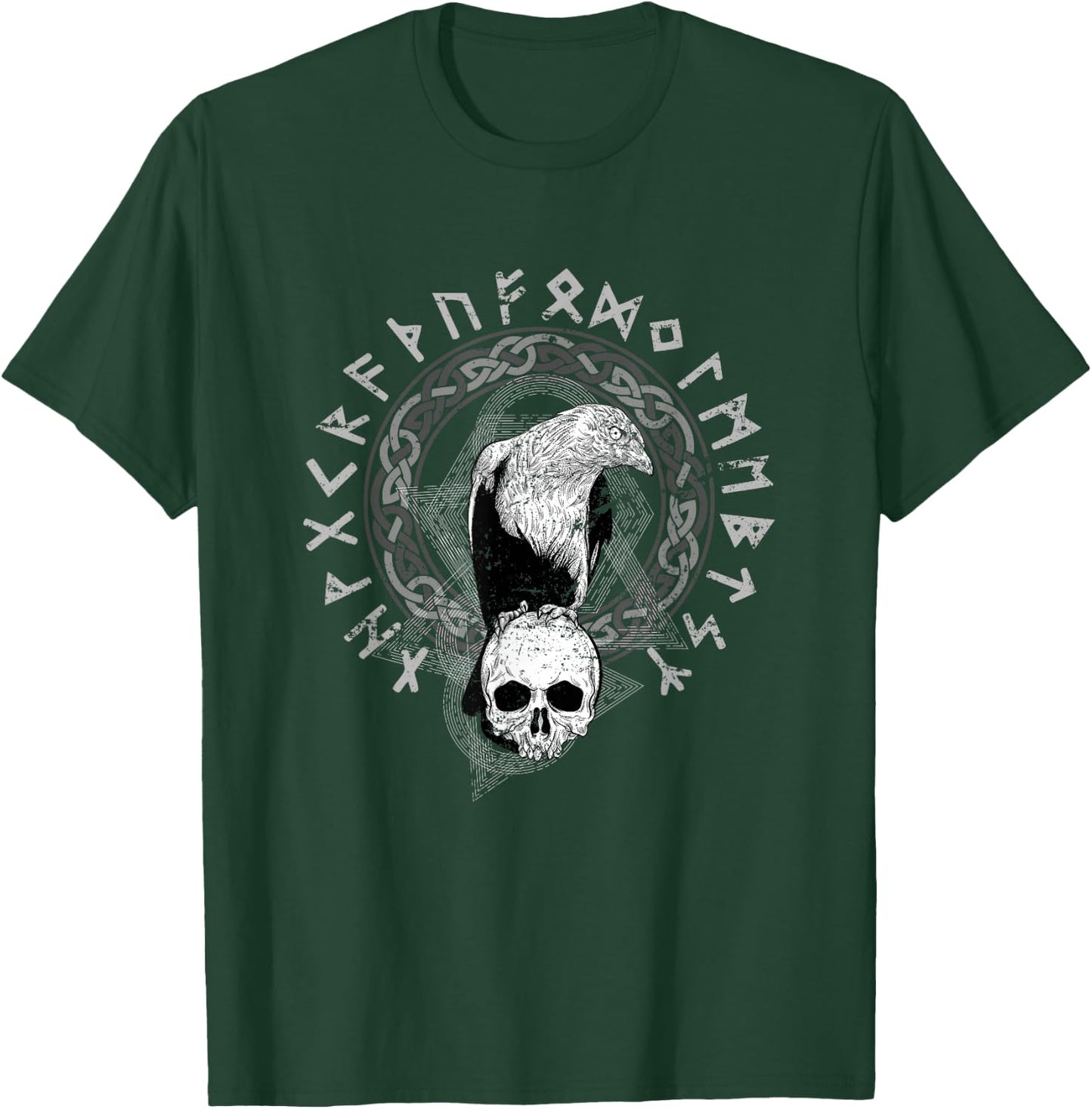 Odin Norse Mythology Raven Viking Skull Gift Viking T-Shirt - T-Shirt | Forest