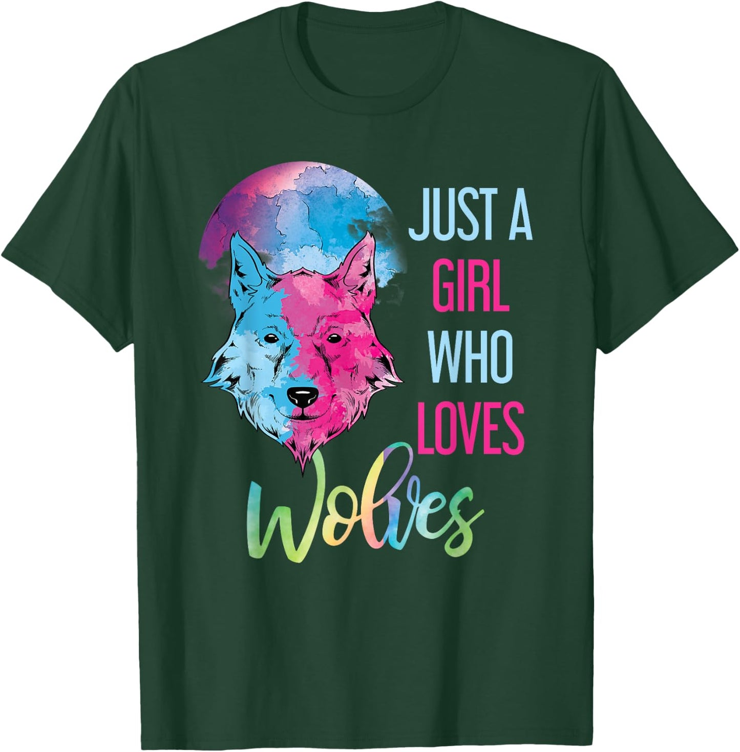Just A Girl Who Loves Wolves Wild Animal Girls Gift Wolf T-Shirt - T-Shirt | Forest