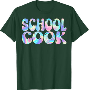 School Cook Groovy Back to School Cute Teachers Women Girl T-Shirt - T-Shirt | Forest