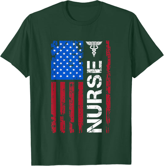 Patriotic Nurse 4th Of July American Flag Independence Day T-Shirt - T-Shirt | Forest