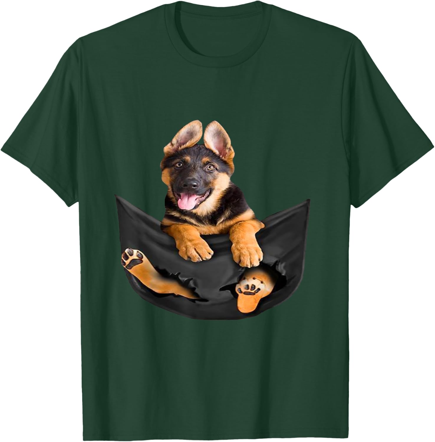Dog Lovers Gifts German shepherd In Pocket Funny Dog Face T-Shirt - T-Shirt | Forest