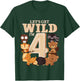 4 Year Old Woodland Animals Birthday Wild Forest 4th Gift T-Shirt - T-Shirt | Forest