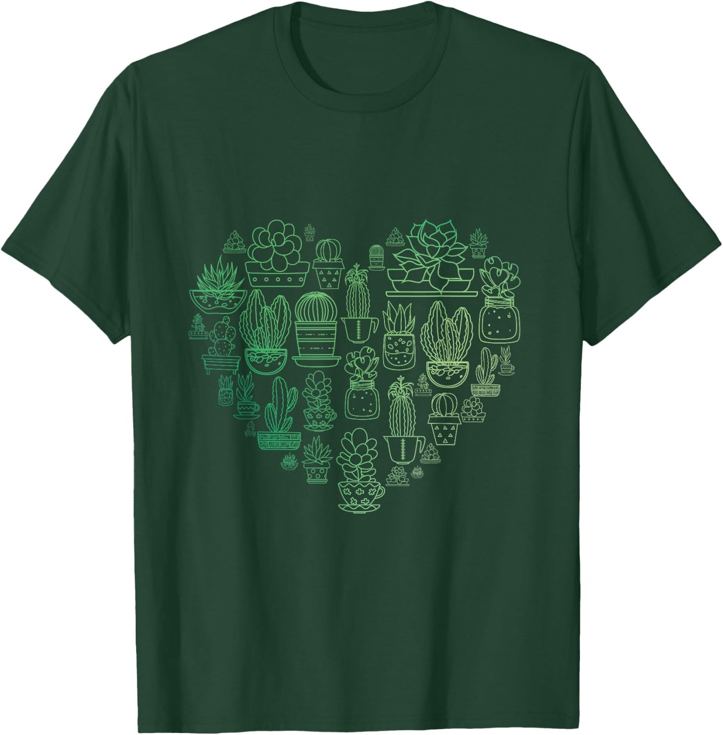 Succulent Cactus Succa Lover Heart Gift Men Women Gardener T-Shirt - T-Shirt | Forest