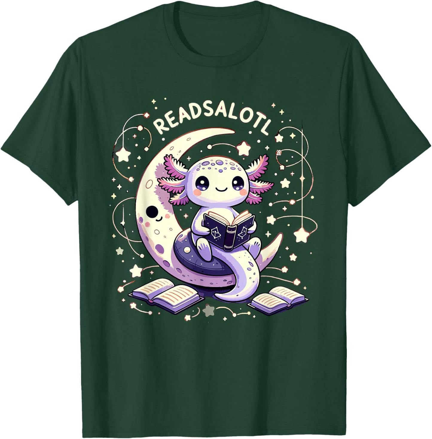 Axolotl Books Readsalotl Reading Bookworm Boys Girls Kids T-Shirt - T-Shirt | Forest