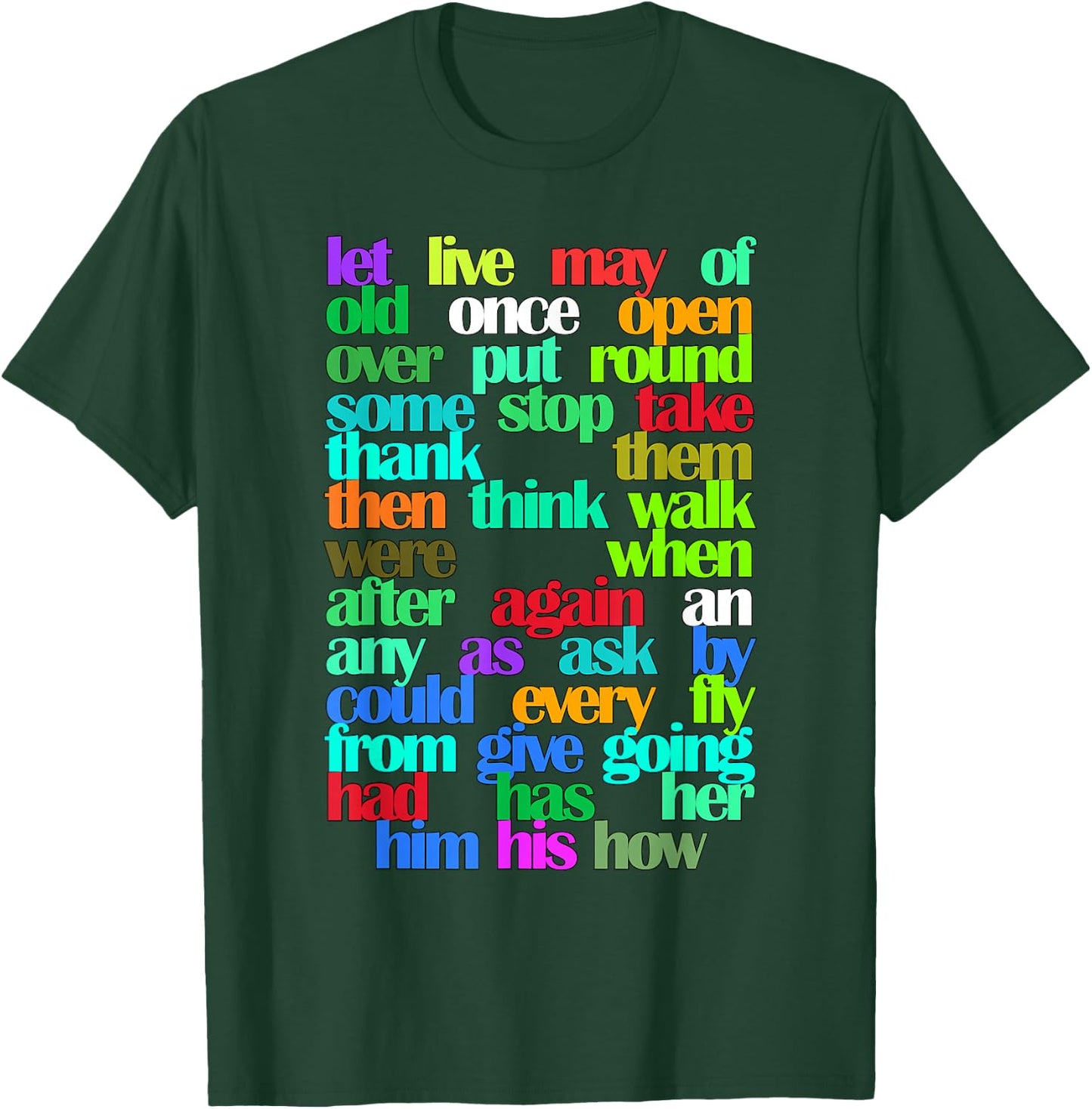 Sight Words First grade Colorful Educational T-Shirt - T-Shirt | Forest