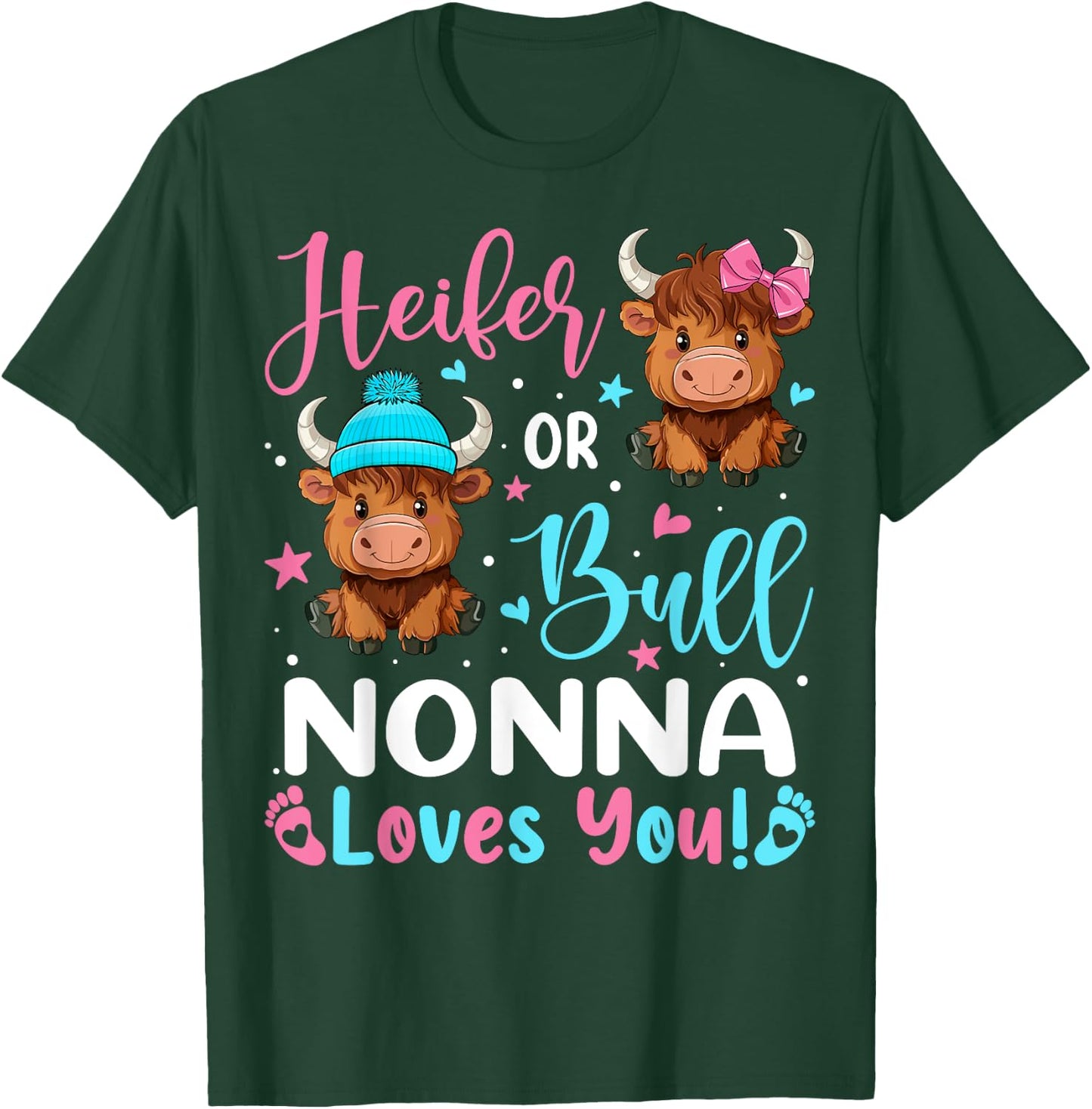 Bull or Heifer Nonna Loves You Highland Cow Lover T-Shirt - T-Shirt | Forest