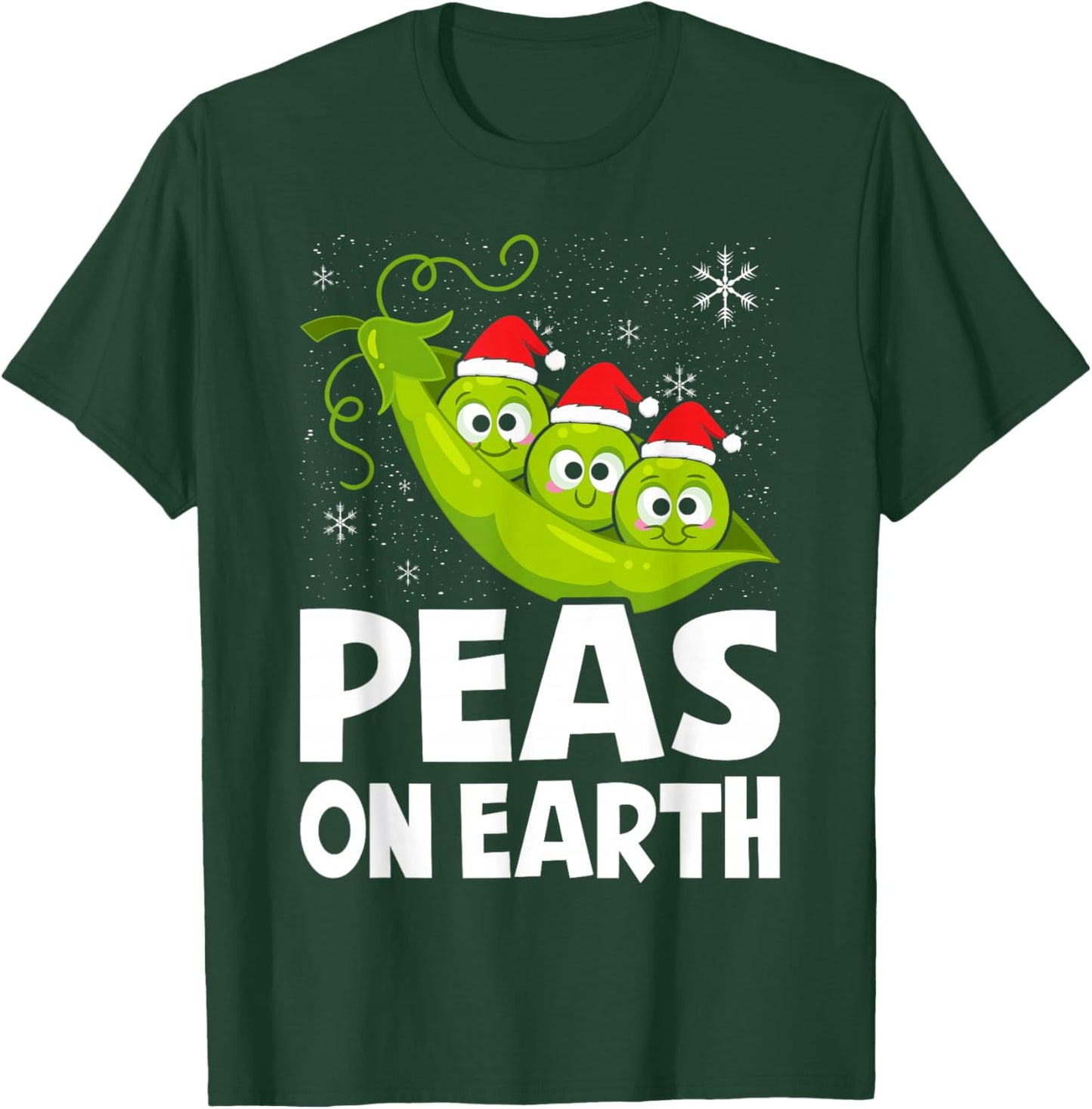 Christmas Pun Lover Peas on Earth World Peace Vegan T-Shirt - T-Shirt | Forest