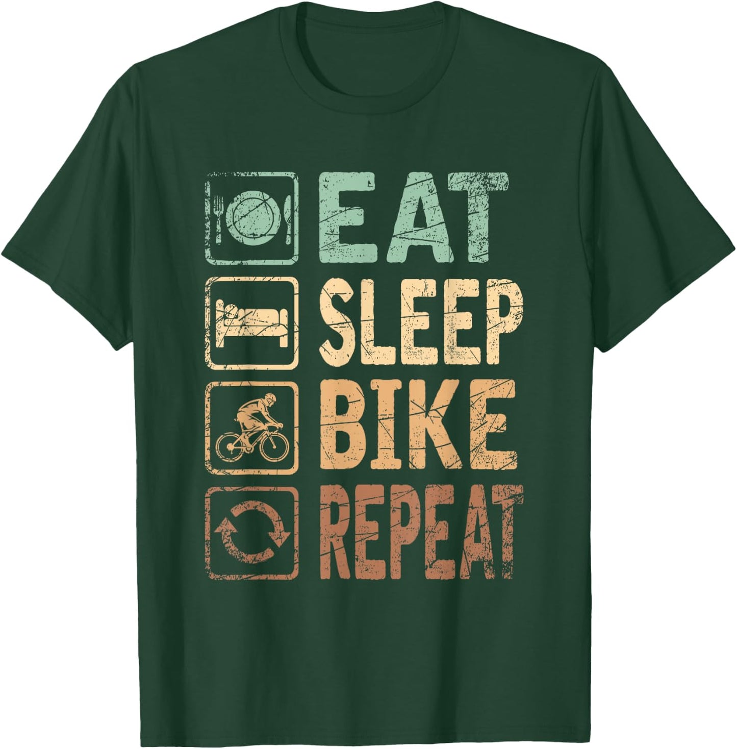 Eat Sleep Bike Repeat Bicycle T-Shirt - T-Shirt | Forest