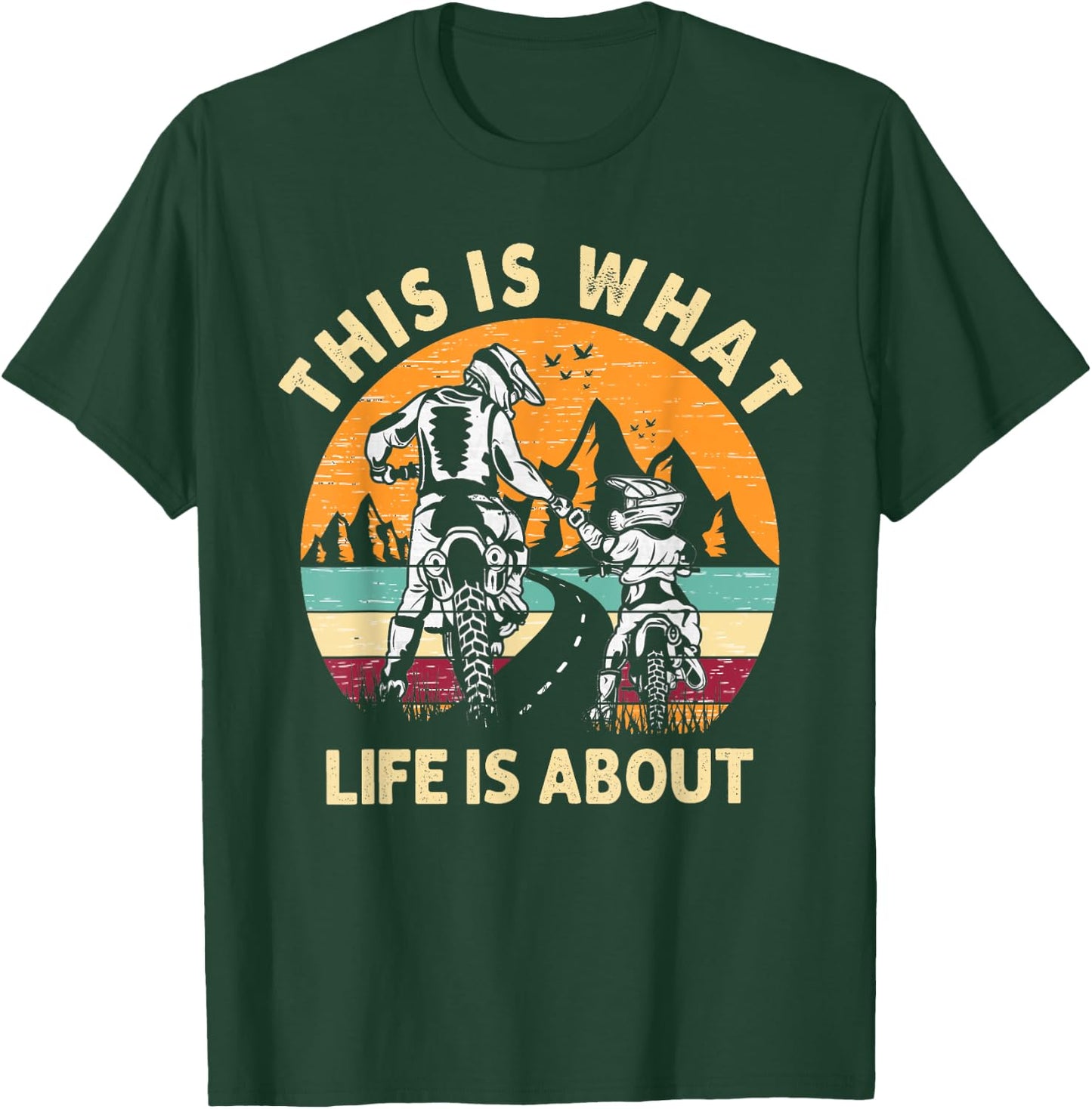 Motocross Dirt Bike Dad Motorcycle Biker Father Kids Son T-Shirt - T-Shirt | Forest