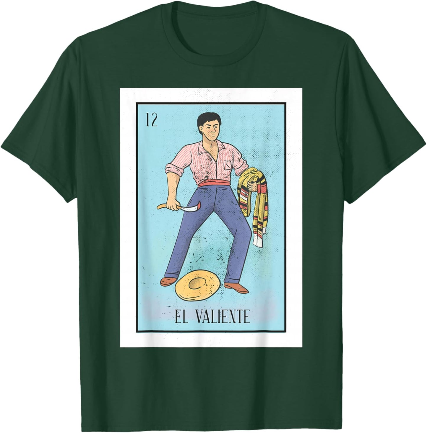Retro El Valiente Mexican Lottery Bingo Game The Brave Card T-Shirt - T-Shirt | Forest