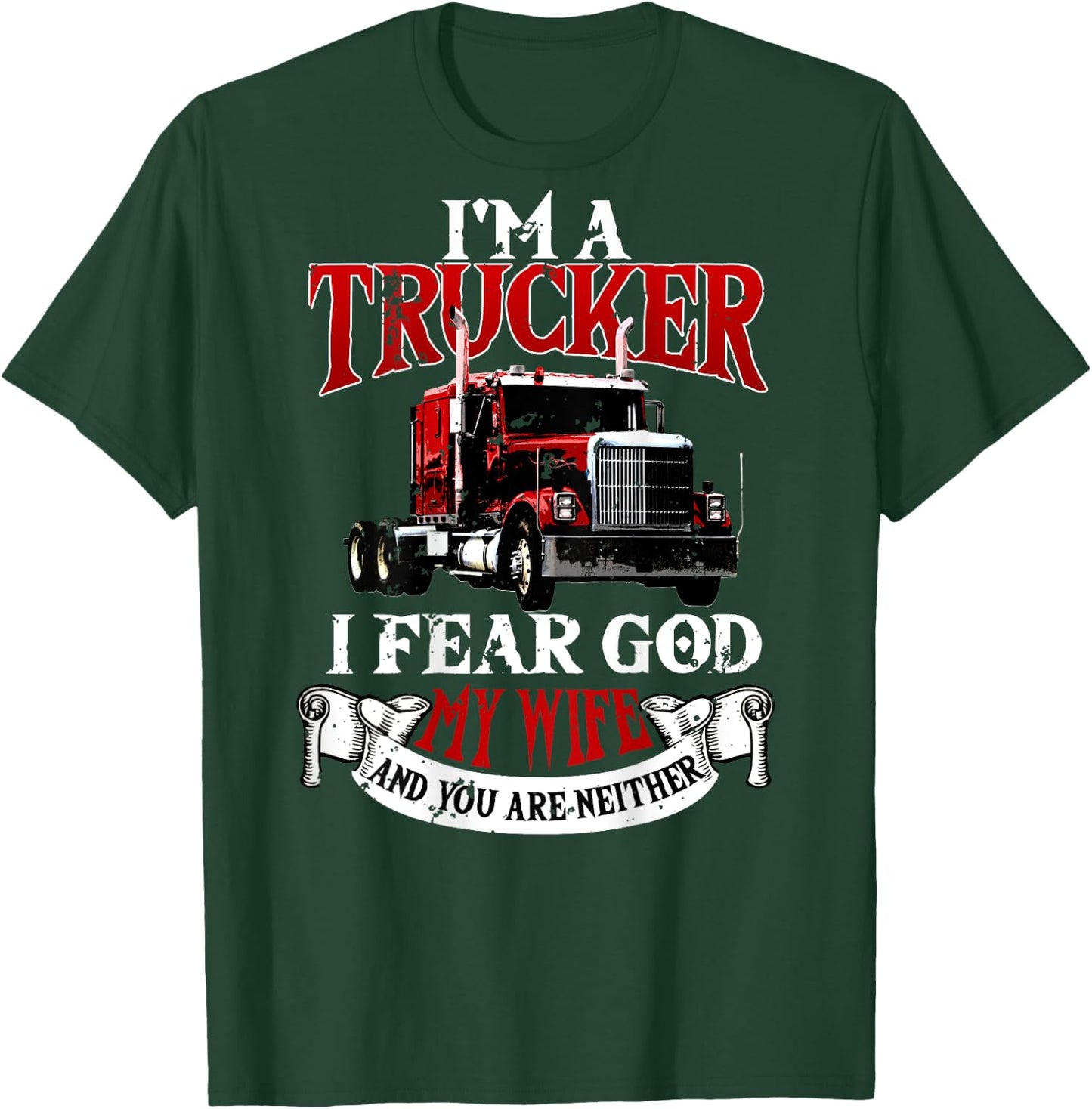Trucker Gifts Tractor Trailer 18 Wheeler Design On Back T-Shirt - T-Shirt | Forest