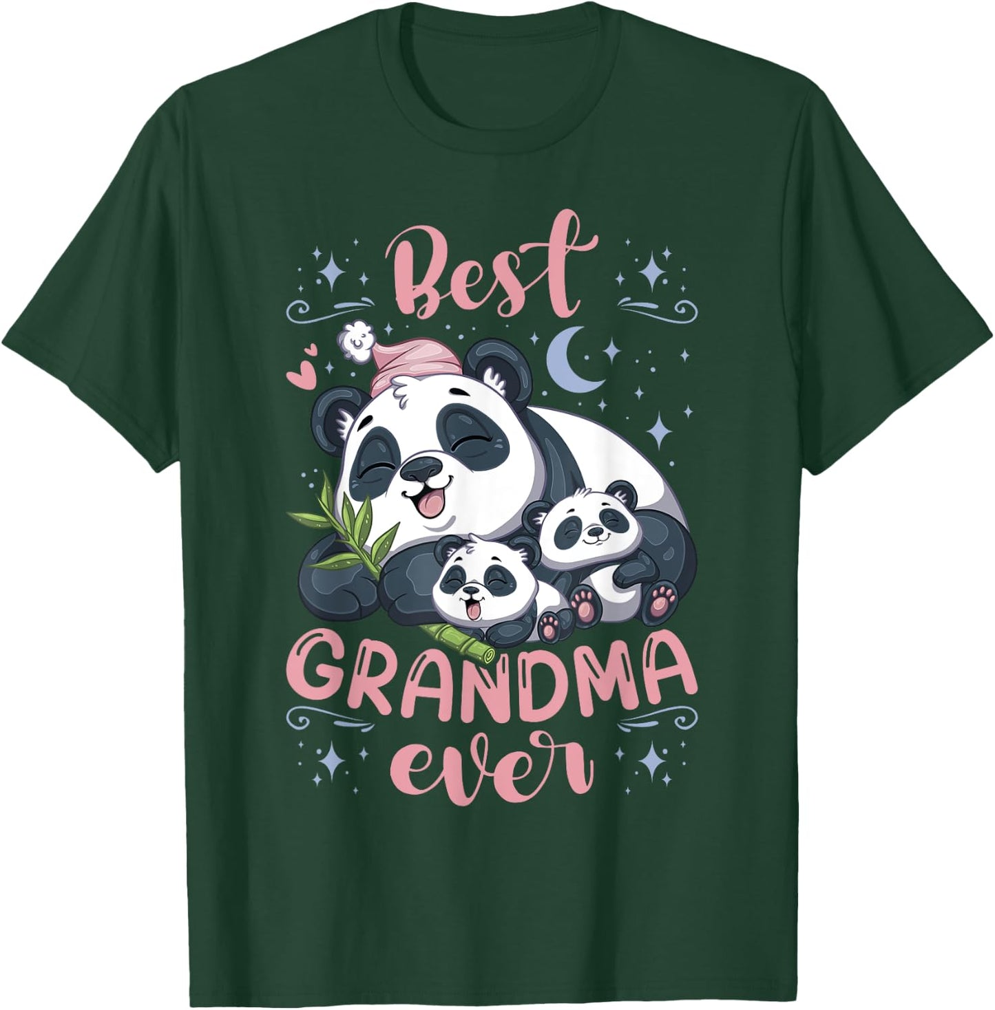 Best Grandma Ever Pajama Top Panda Grandmother & 2 Cubs T-Shirt - T-Shirt | Forest