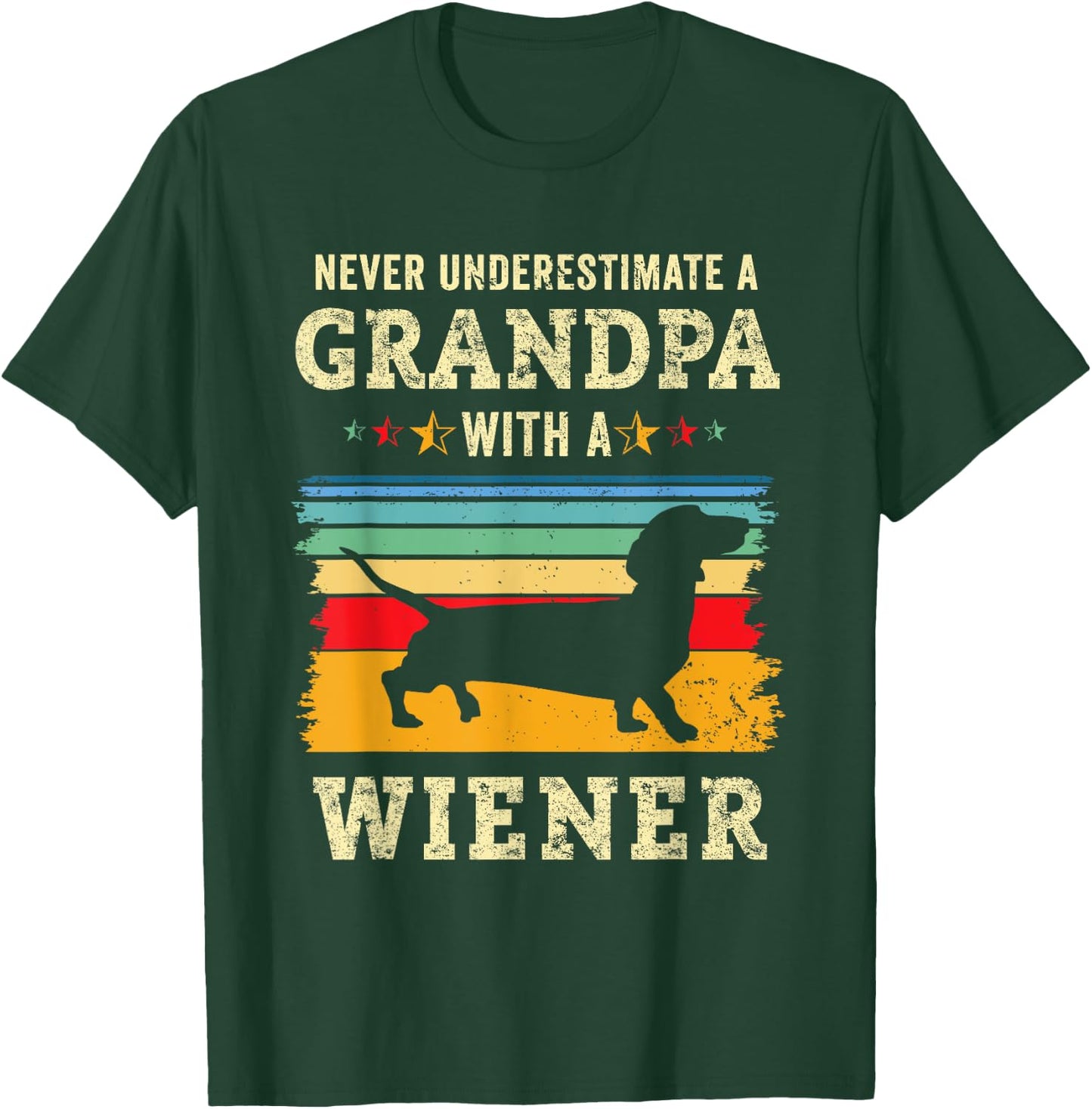 Funny Wiener Dog Grandpa Humor Dachshund Grandfather Doxie T-Shirt - T-Shirt | Forest