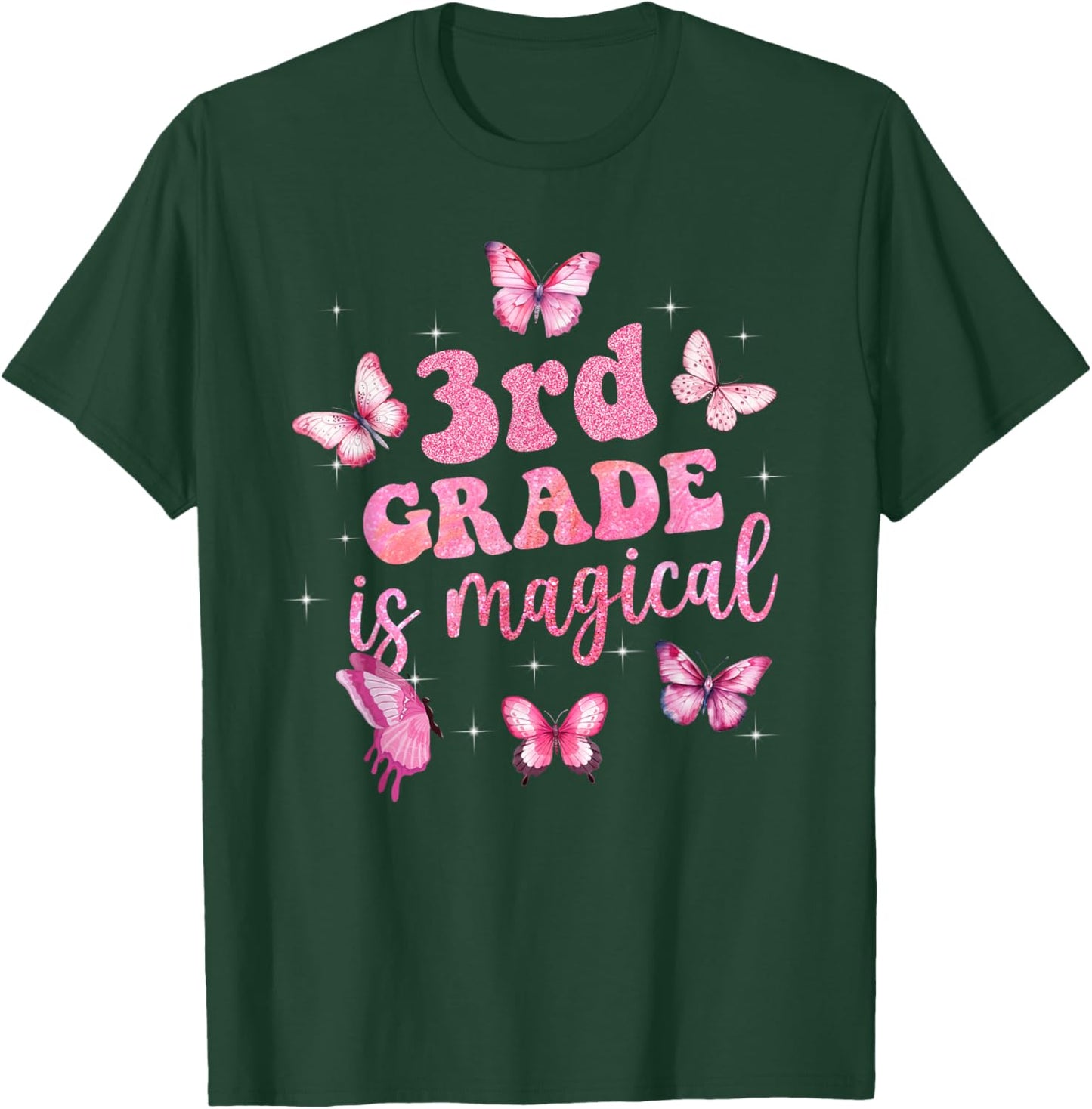 3rd Grade Is Magical Pink Butterfly Girls Back To School T-Shirt - T-Shirt | Forest