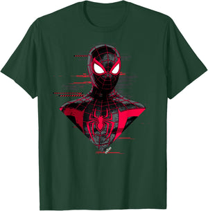 Marvel Spider-Man: Miles Morales Glitch Big Face T-Shirt - T-Shirt | Forest