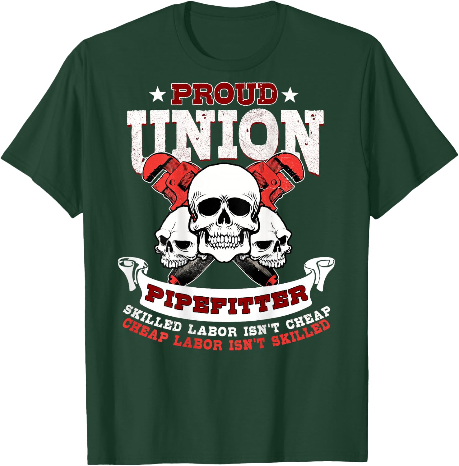 Pipefitter Plumber Steamfitter Image On Back Of Shirt T-Shirt - T-Shirt | Forest