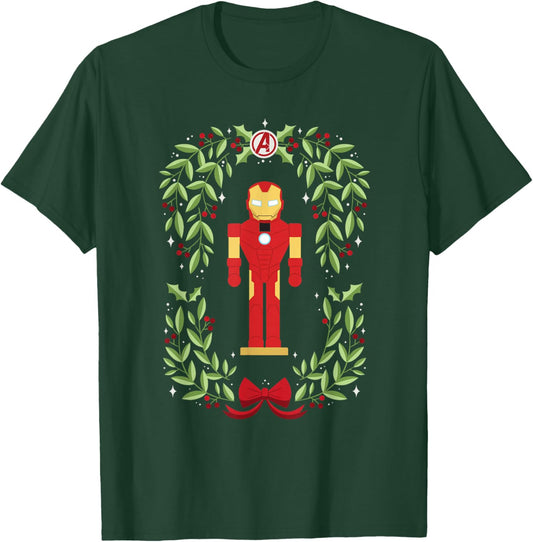 Marvel Holiday Christmas Avengers Holly Iron Man Nutcracker T-Shirt - T-Shirt | Forest