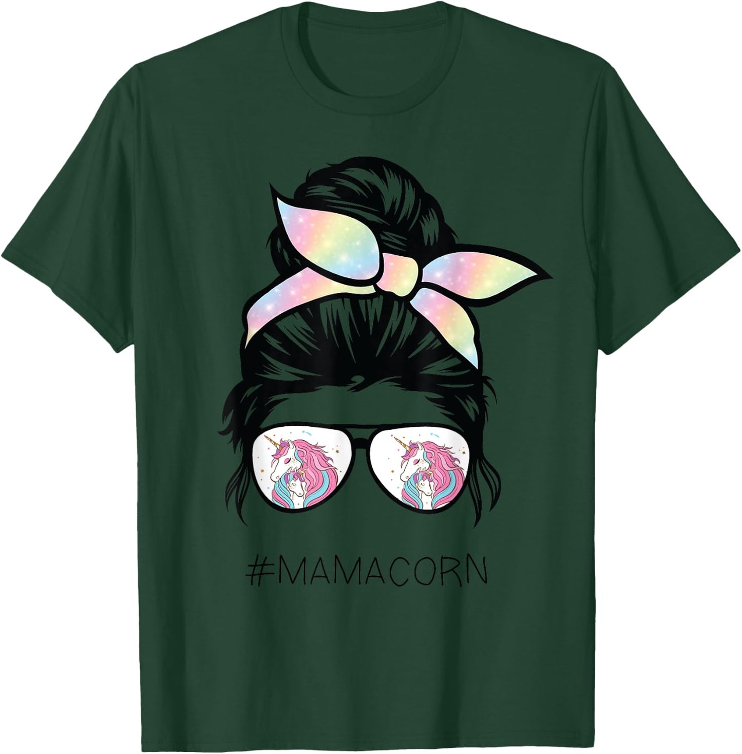 Funny Mamacorn Unicorn Costume Mom messy hair bun mother day T-Shirt - T-Shirt | Forest
