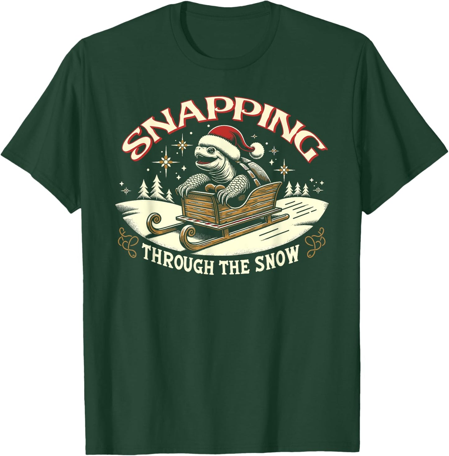 Snapping Turtle Santa Christmas T-Shirt - T-Shirt | Forest