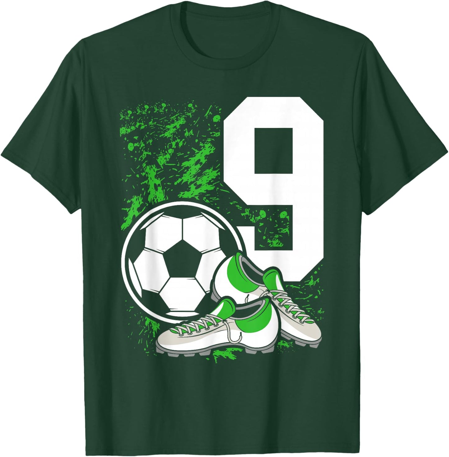 9th Birthday Boys 9 Years Soccer Football Player Birthday T-Shirt - T-Shirt | Forest