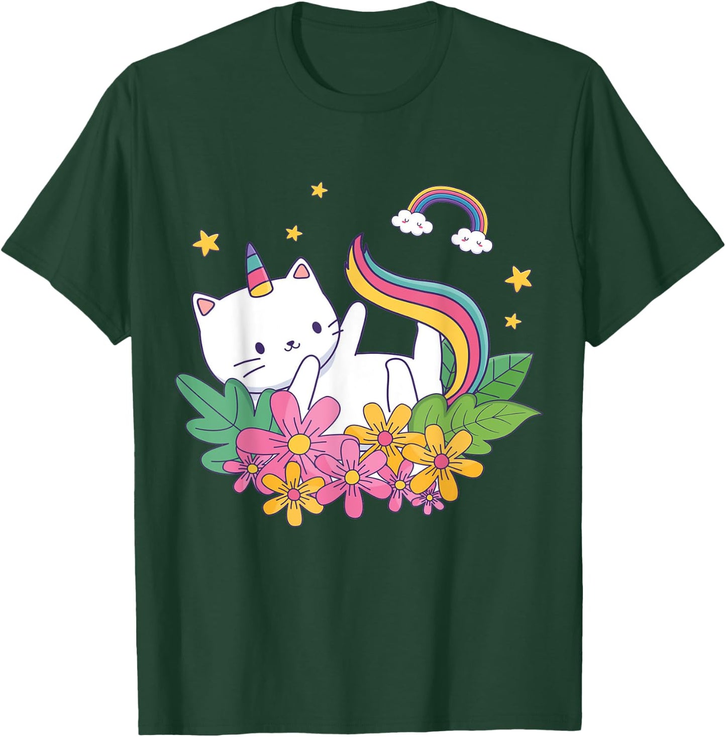 Meowgical Caticorn- Cat Unicorn Girls Women Kittycorn T-Shirt - T-Shirt | Forest