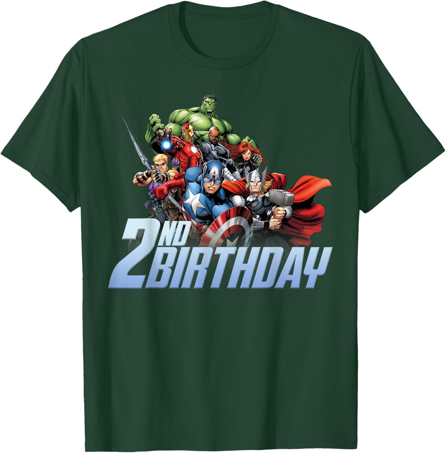 Marvel Avengers Action Shot 2nd Birthday T-Shirt - T-Shirt | Forest