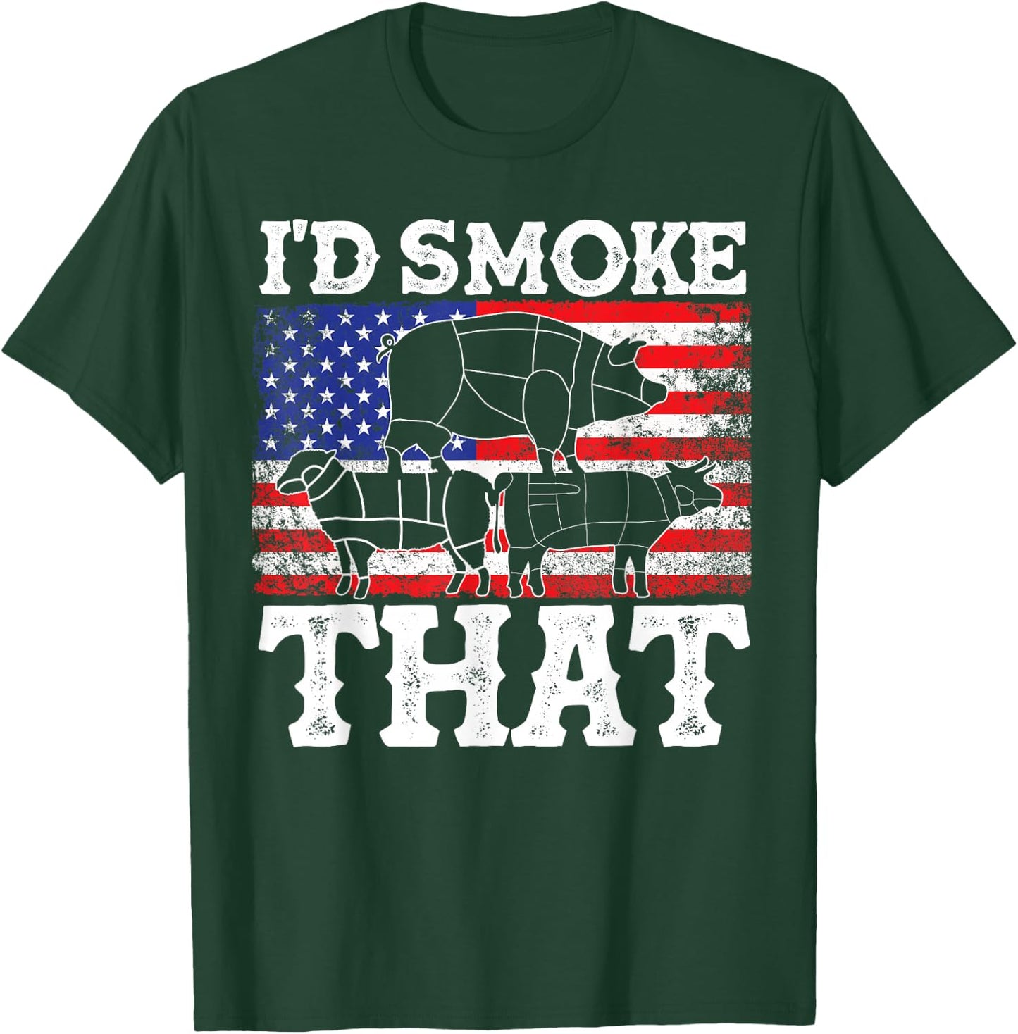 Funny Barbecue Id Smoke That Patriotic Grillmaster US BBQ T-Shirt - T-Shirt | Forest