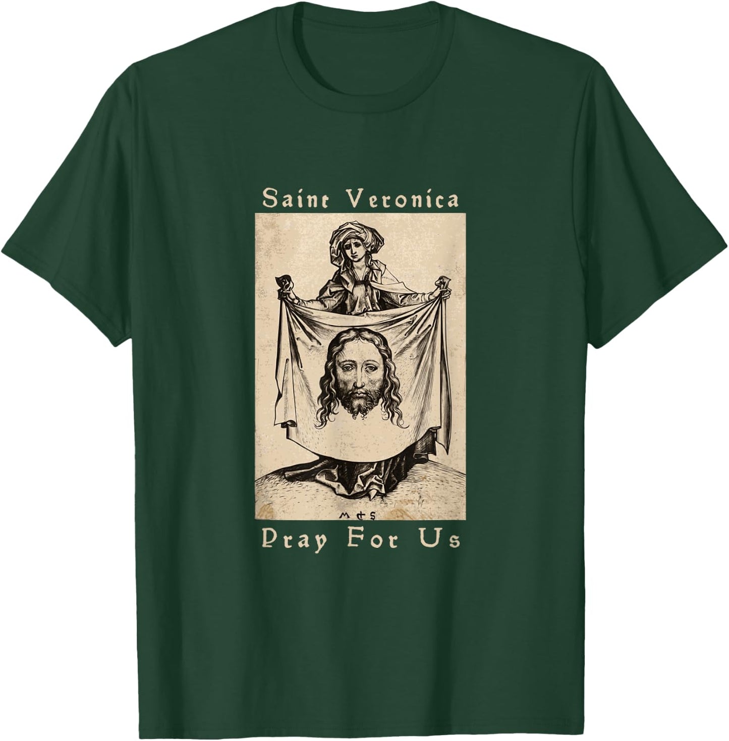 St Veronica Pray For Us Veil of Veronica T-Shirt - T-Shirt | Forest
