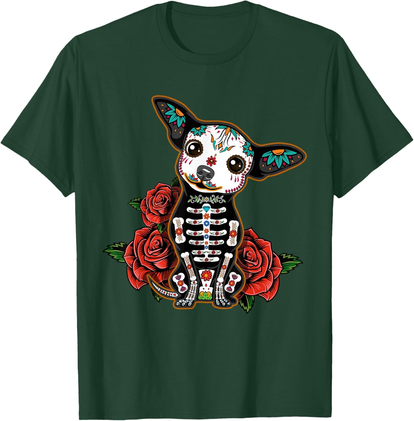 Calavera Chihuahua Playful Colorful Cute Dia De Los Muertos Women Kids T-Shirt - T-Shirt | Forest
