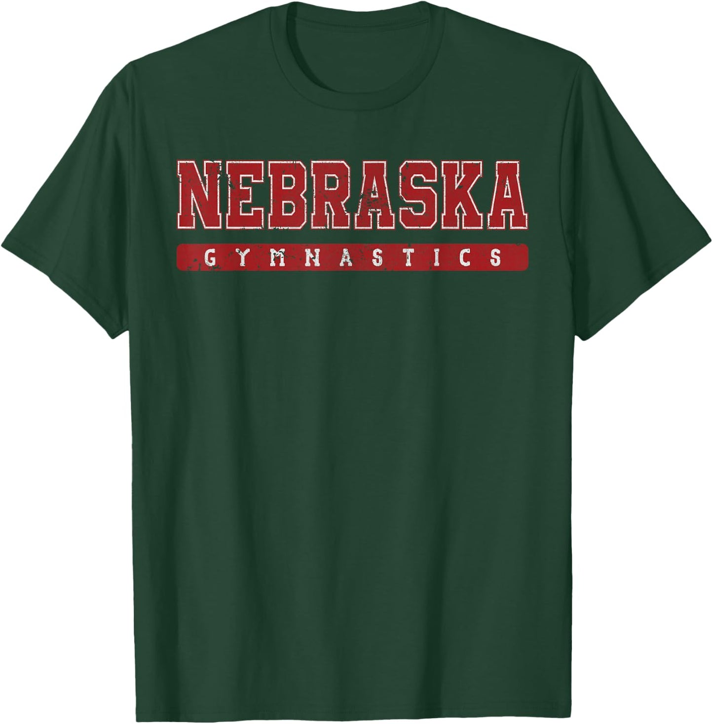 Nebraska Gymnastics Red Vintage Text T-Shirt - T-Shirt | Forest