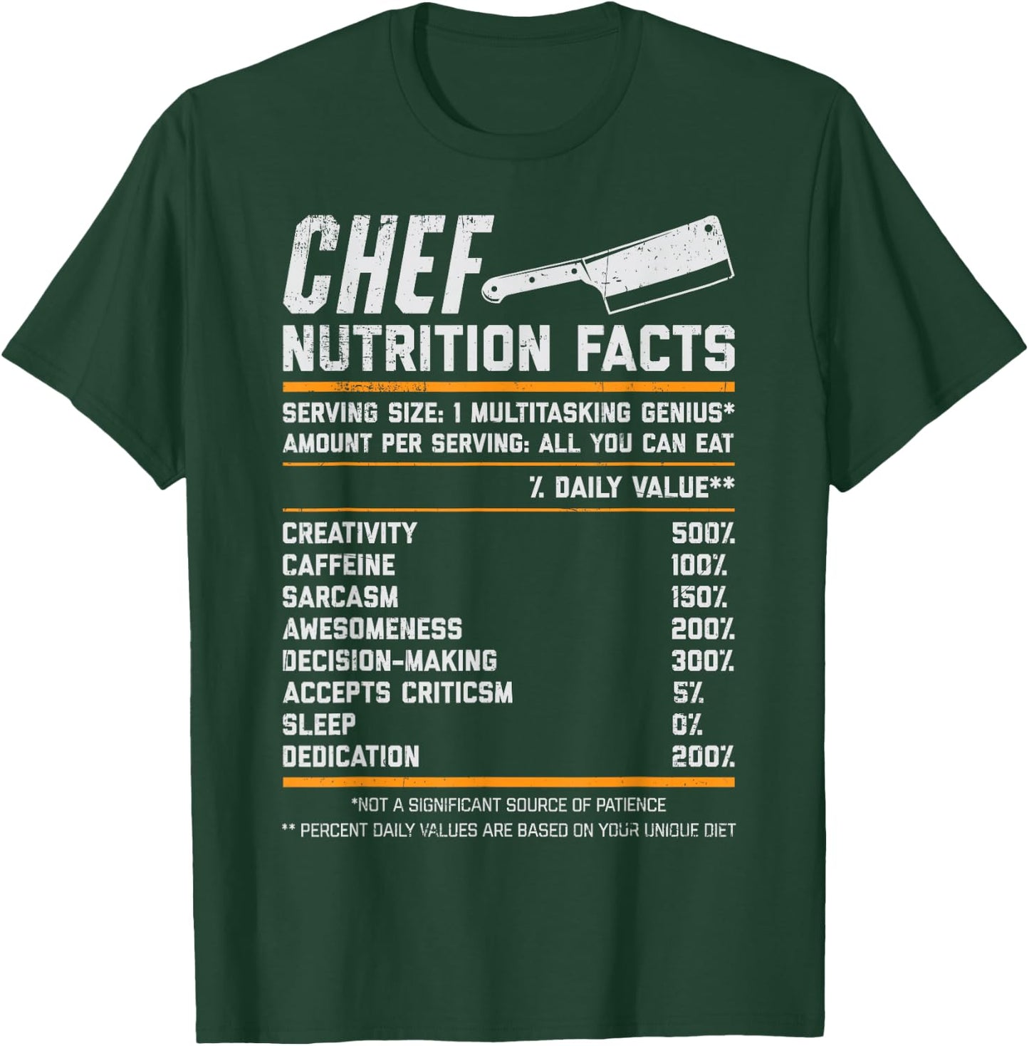 Chef Nutrition Facts Funny Cook Men Women Vintage Cooking T-Shirt - T-Shirt | Forest