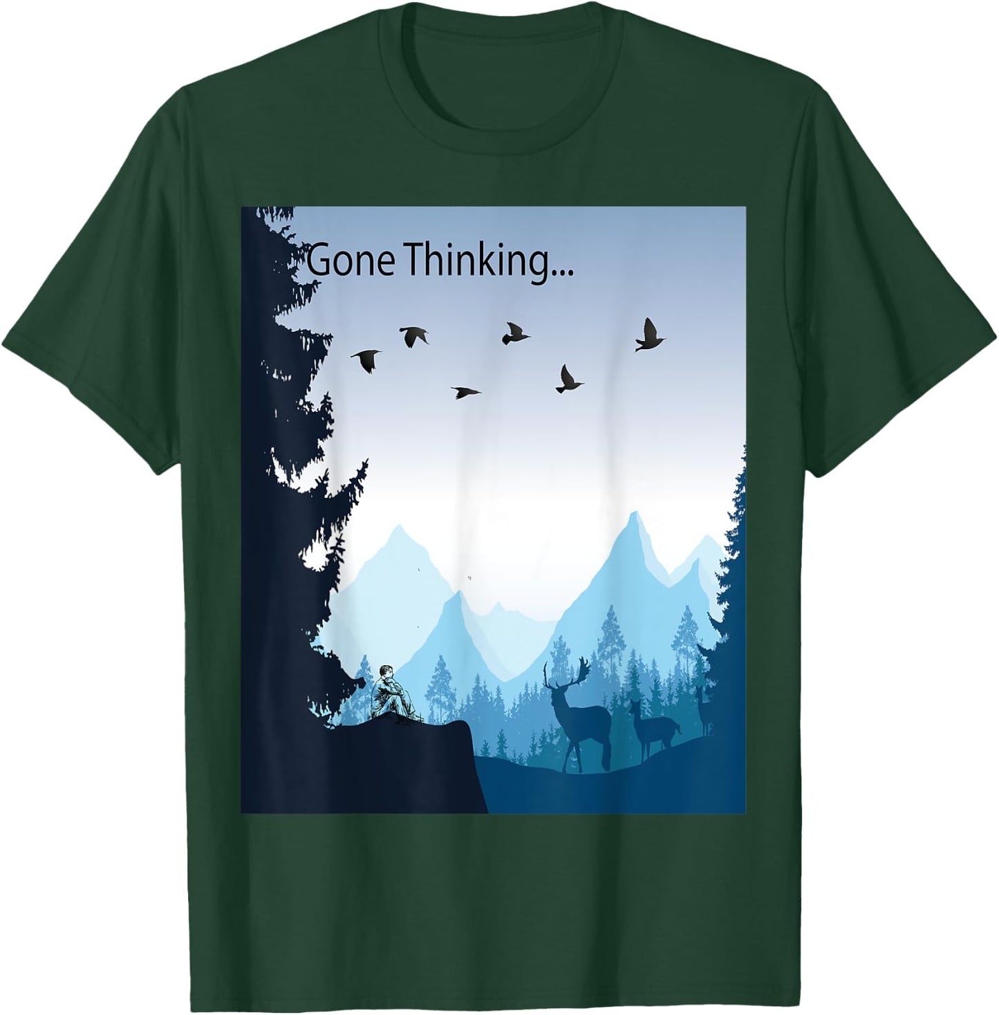 Gone Thinking... nature scene with deer T-Shirt - T-Shirt | Forest