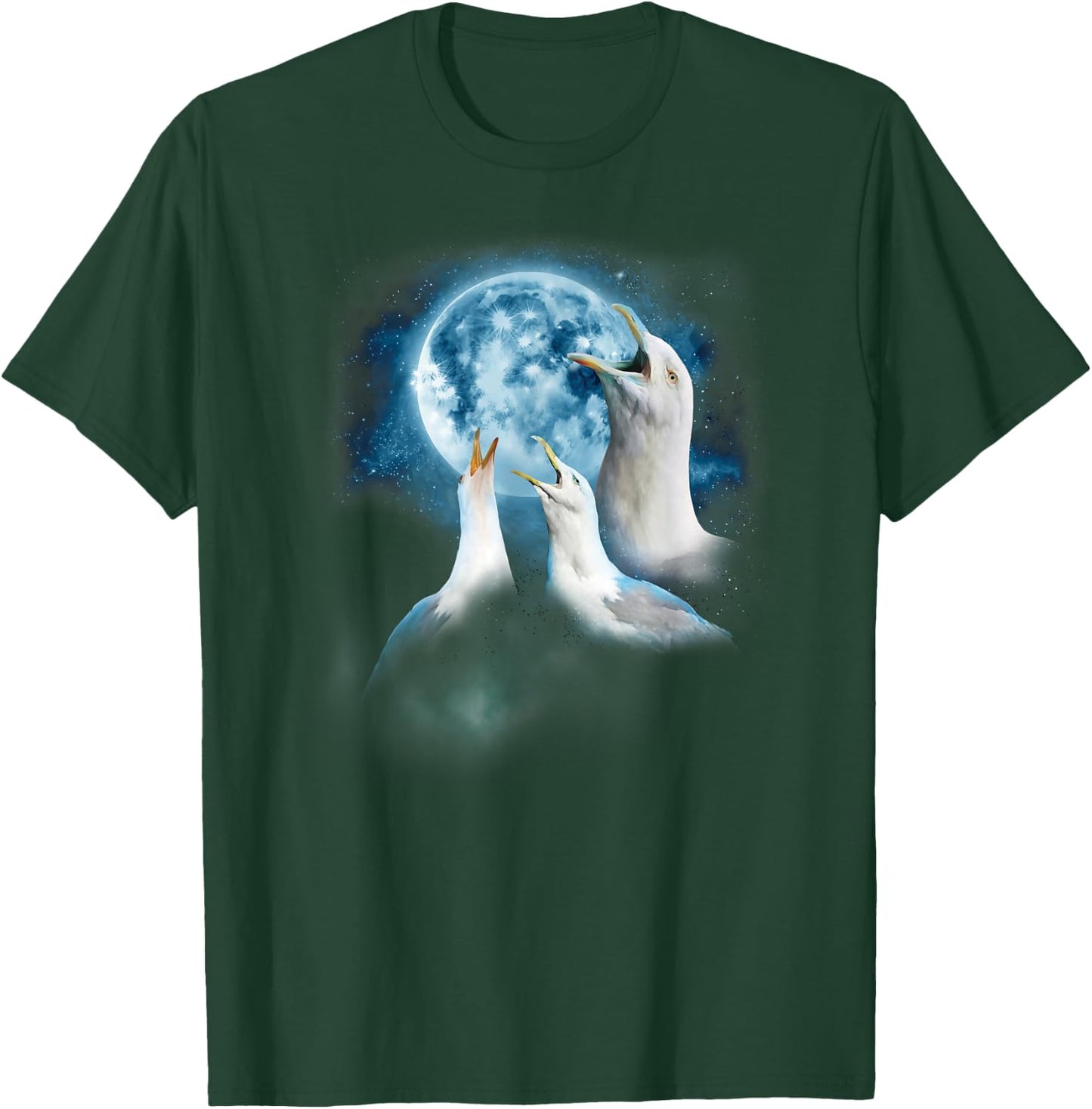 Funny Seagull Shirt - Seagulls Howling at the Moon T-Shirt - T-Shirt | Forest