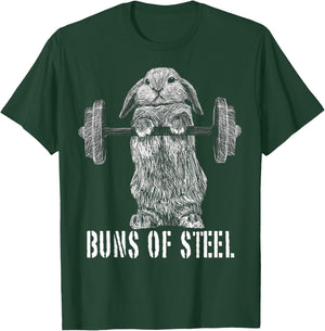 Funny Workout Buns Of Steel Bunny Rabbit Gym Squat Gift T-Shirt - T-Shirt | Forest