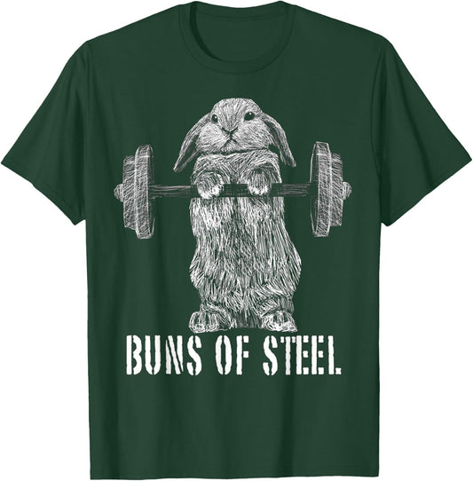 Funny Workout Buns Of Steel Bunny Rabbit Gym Squat Gift T-Shirt - T-Shirt | Forest