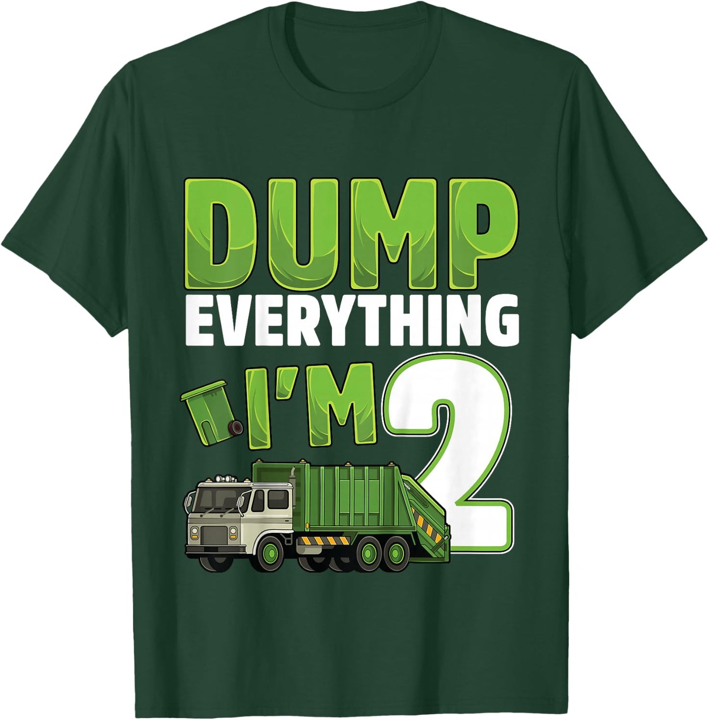 Recycling Trash 2 Year Old Garbage Truck 2nd Birthday Boy T-Shirt - T-Shirt | Forest