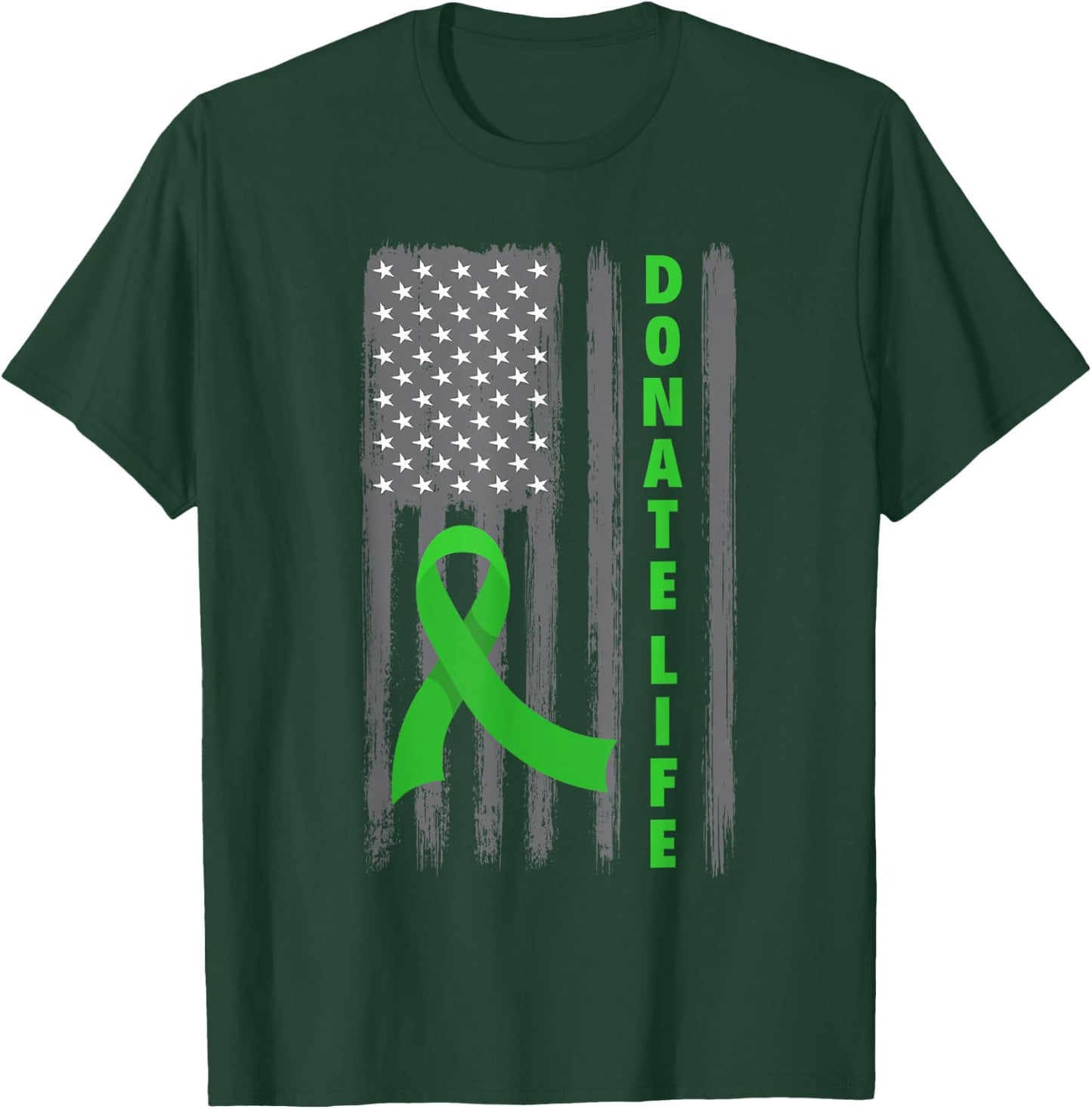 Donate Life Patriotic American Flag USA Kidney Donor Ribbon T-Shirt - T-Shirt | Forest