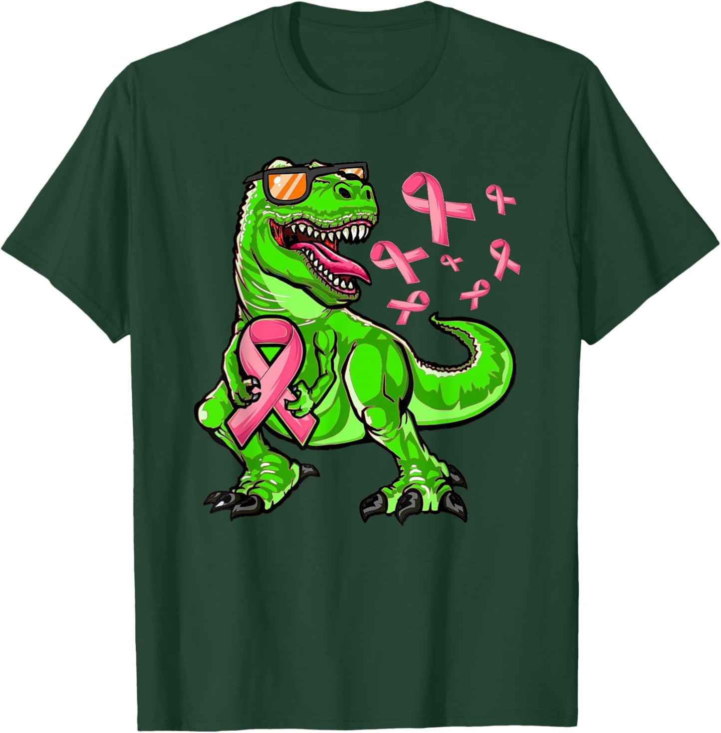 Breast Cancer T-Rex Dinosaur, Boys Breast Cancer Awareness T-Shirt - T-Shirt | Forest