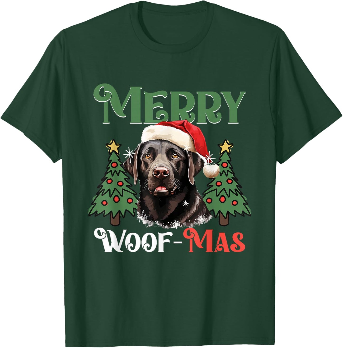 Labrador Retriever Merry Woof-mas Christmas X-mas T-Shirt - T-Shirt | Forest