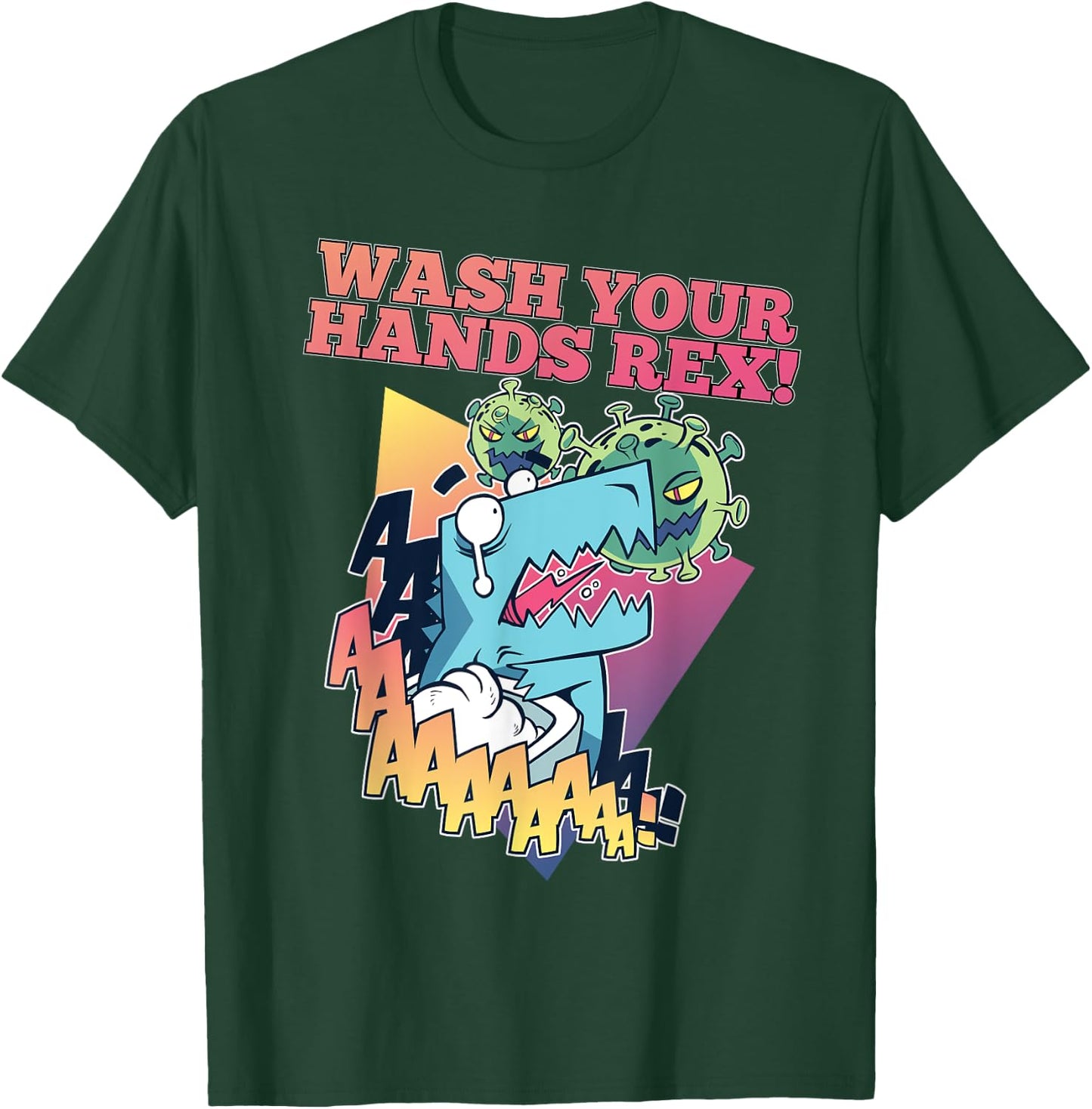 Wash Your Hands Rex a Funny T-Rex Attacked by Germs T-Shirt - T-Shirt | Forest