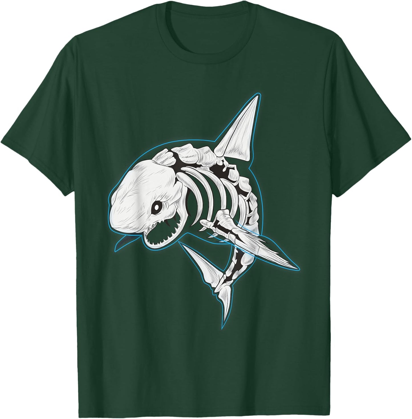 Shark Ghost Shirt Spooky Shark Halloween Costumes Skeleton T-Shirt - T-Shirt | Forest