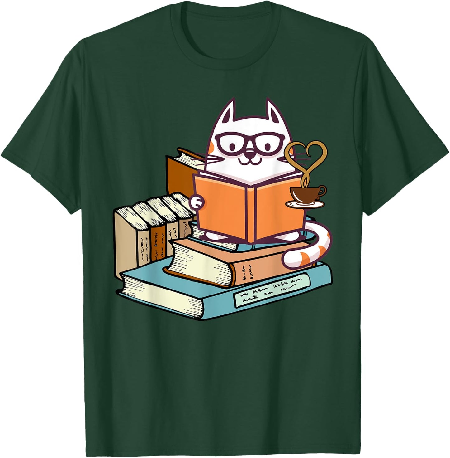 Kittens Cats Tea And Read Books Cat Lover Reading Gifts Girl T-Shirt - T-Shirt | Forest