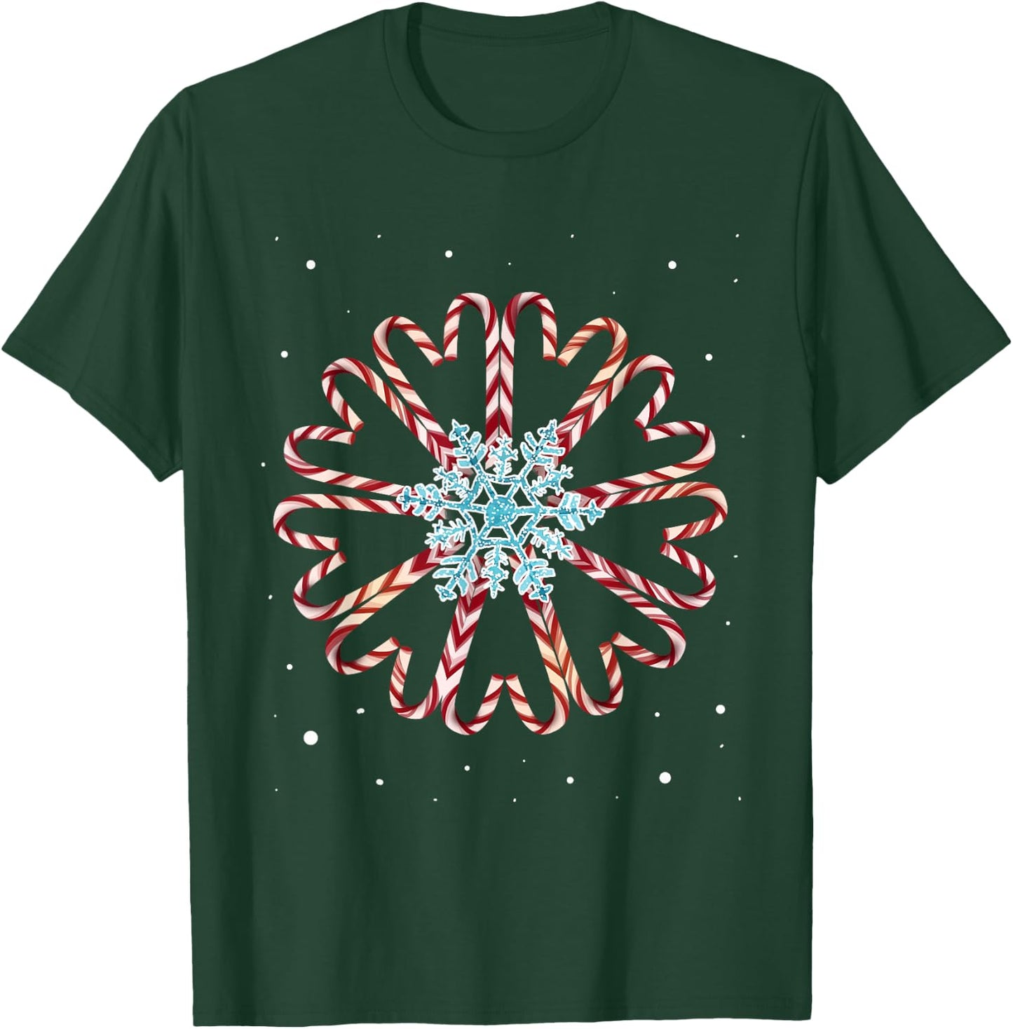 Christmas Pajamas Snow Snowflake Xmas Gift Candy canes T-Shirt - T-Shirt | Forest