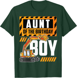 vehicle construction excavator Aunt of the Birthday Boy T-Shirt - T-Shirt | Forest